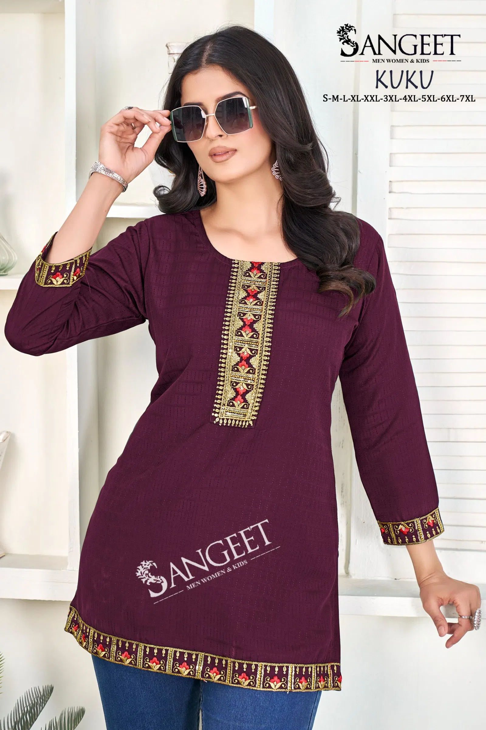 Kuku By Sangeet Heavy Rayon Multi Embroidery Kurti Suppliers In India
